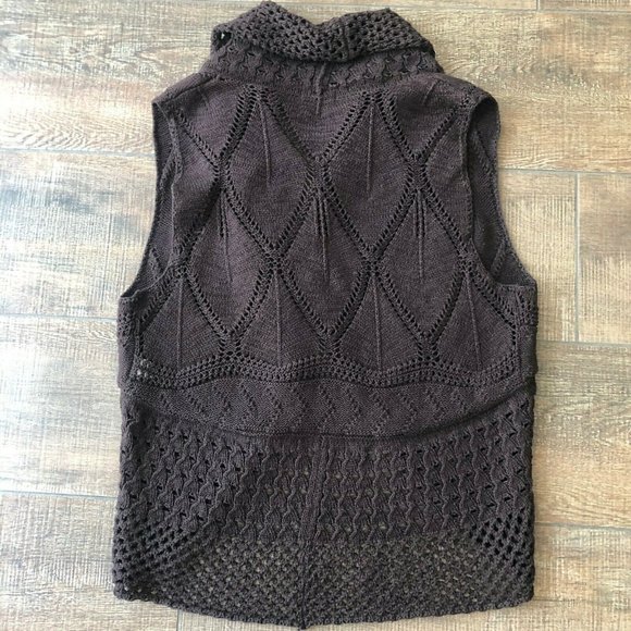 Multiples Open Knit Brown open front Vest Large - Picture 6 of 12